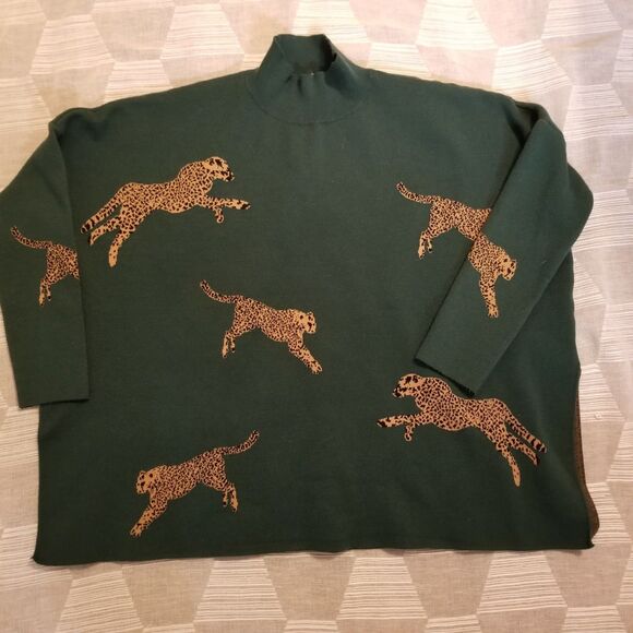 Entro On The Prowl Mock Neck Sweater Cheetah Print - Picture 2 of 8